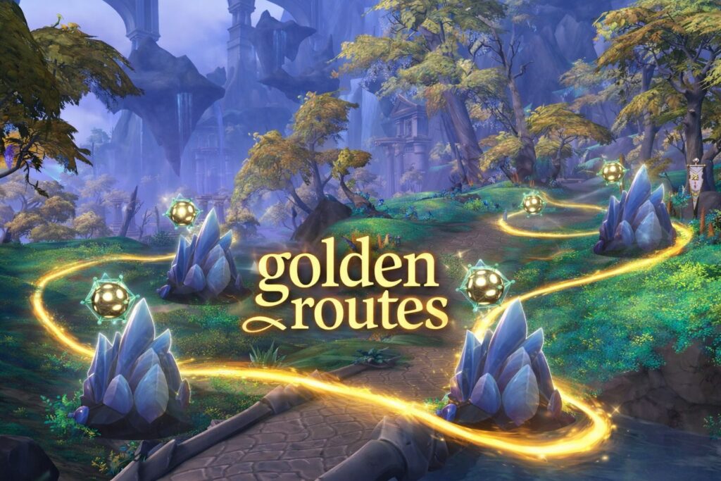 Gold farms thumbnail with dragons guarding treasure and GR logo