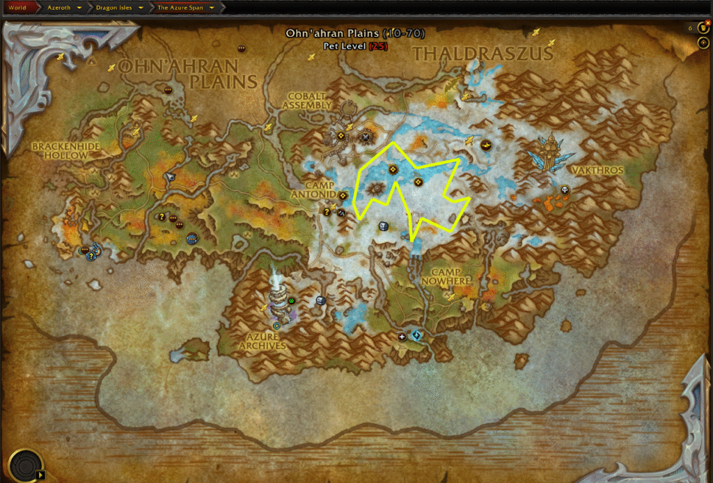 The Azure Span Writhbark Route 2 world of warcraft